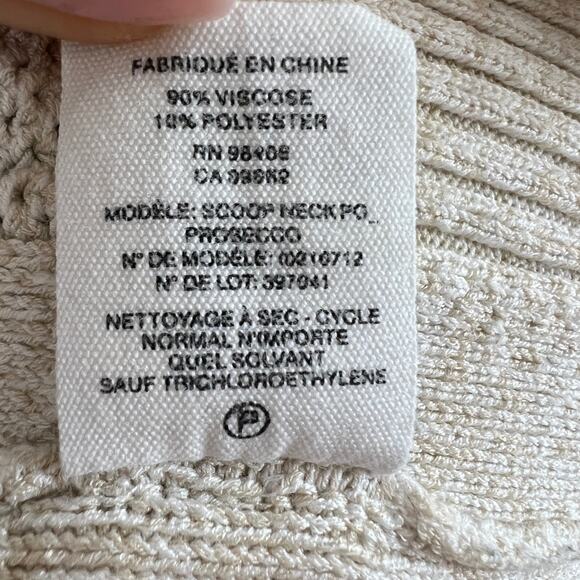 THEORY Beige Scoop-Neck 3/4-Sleeve Prosecco Knit Sweater Long Sleeve Pullover M - Picture 10 of 10